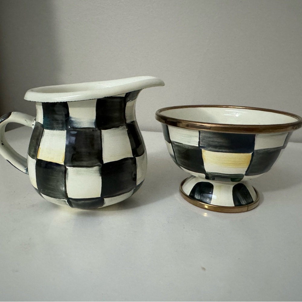 Mackenzie Childs Courtly Check Creamer & Sugar Set